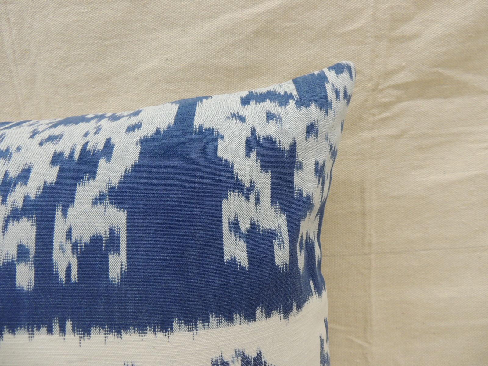 blue and white bolster pillow