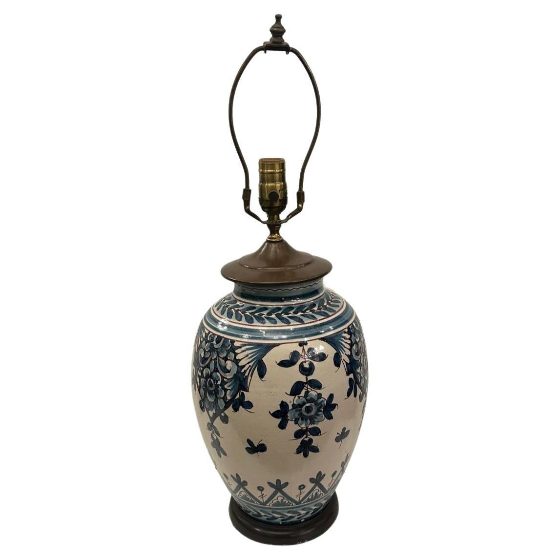 Vintage Blue and White Lamp For Sale