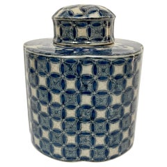 Vintage Blue and White Lidded Jar