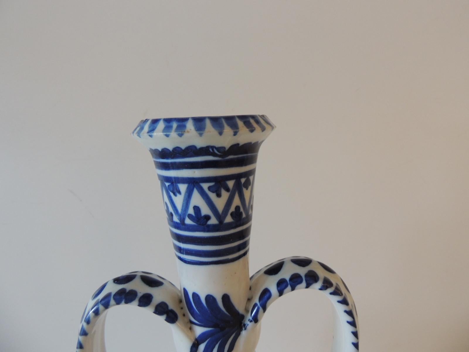 Vintage blue and white Mexican pottery amphora/vase
Size: 7