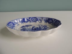 Vintage Blue and White Oval Soap Dish