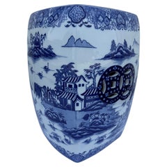 Vintage Blue and White Porcelain Garden Seat, 1980s Asian Design