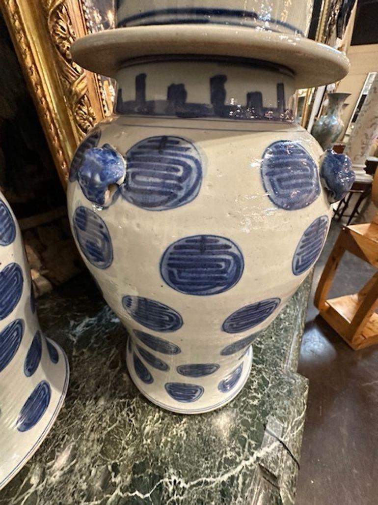 Early 20th Century Vintage Blue and White Porcelain Vases For Sale
