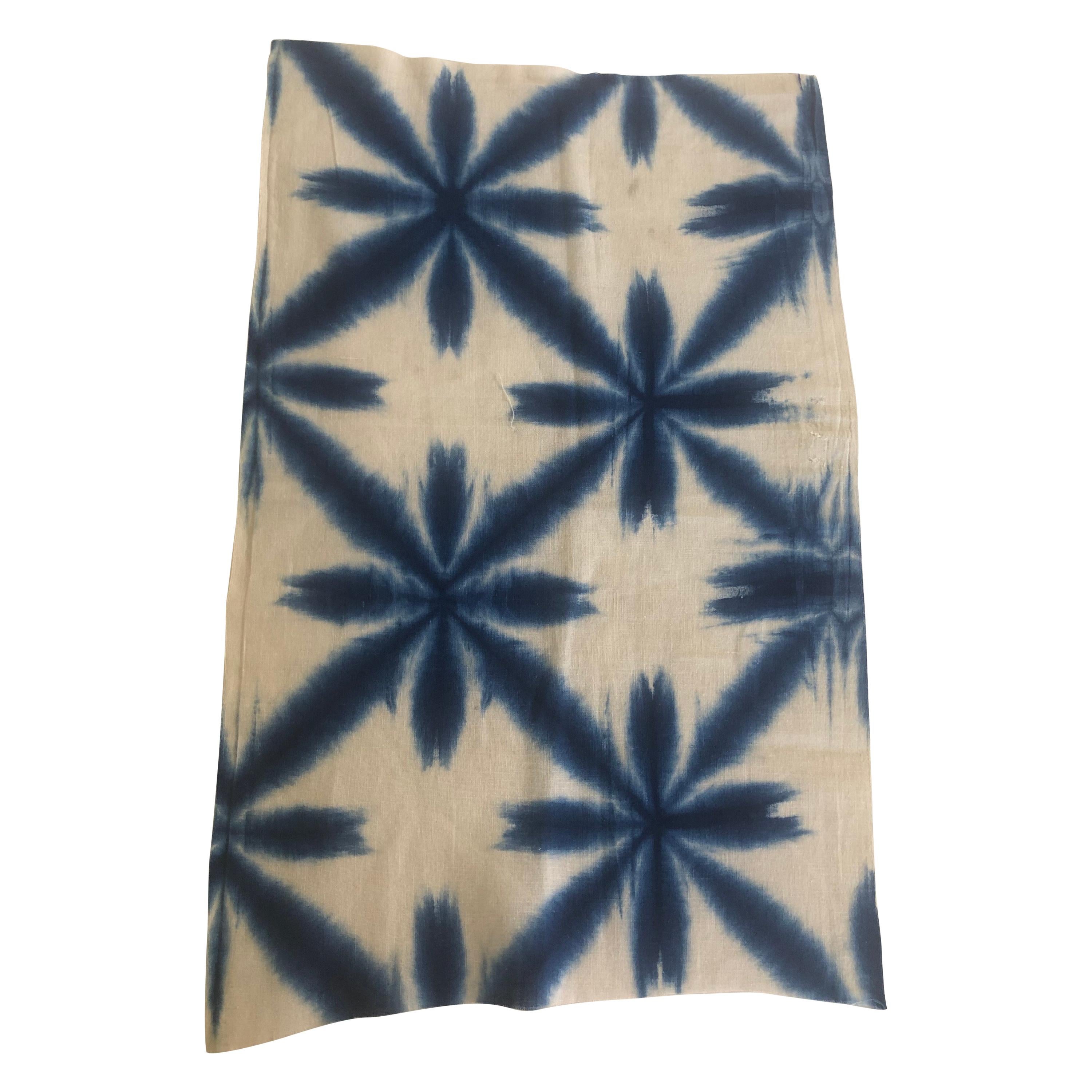 Vintage Blue and White Shibori Textile Fragment