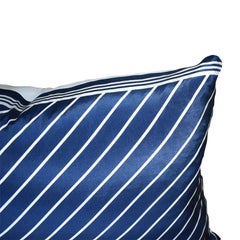 Vintage Blue and White Stripe Satin Scarf Pillow with Down Fill, 2 Available