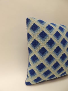 Vintage Blue and White Tapestry Decorative Bolster Pillow