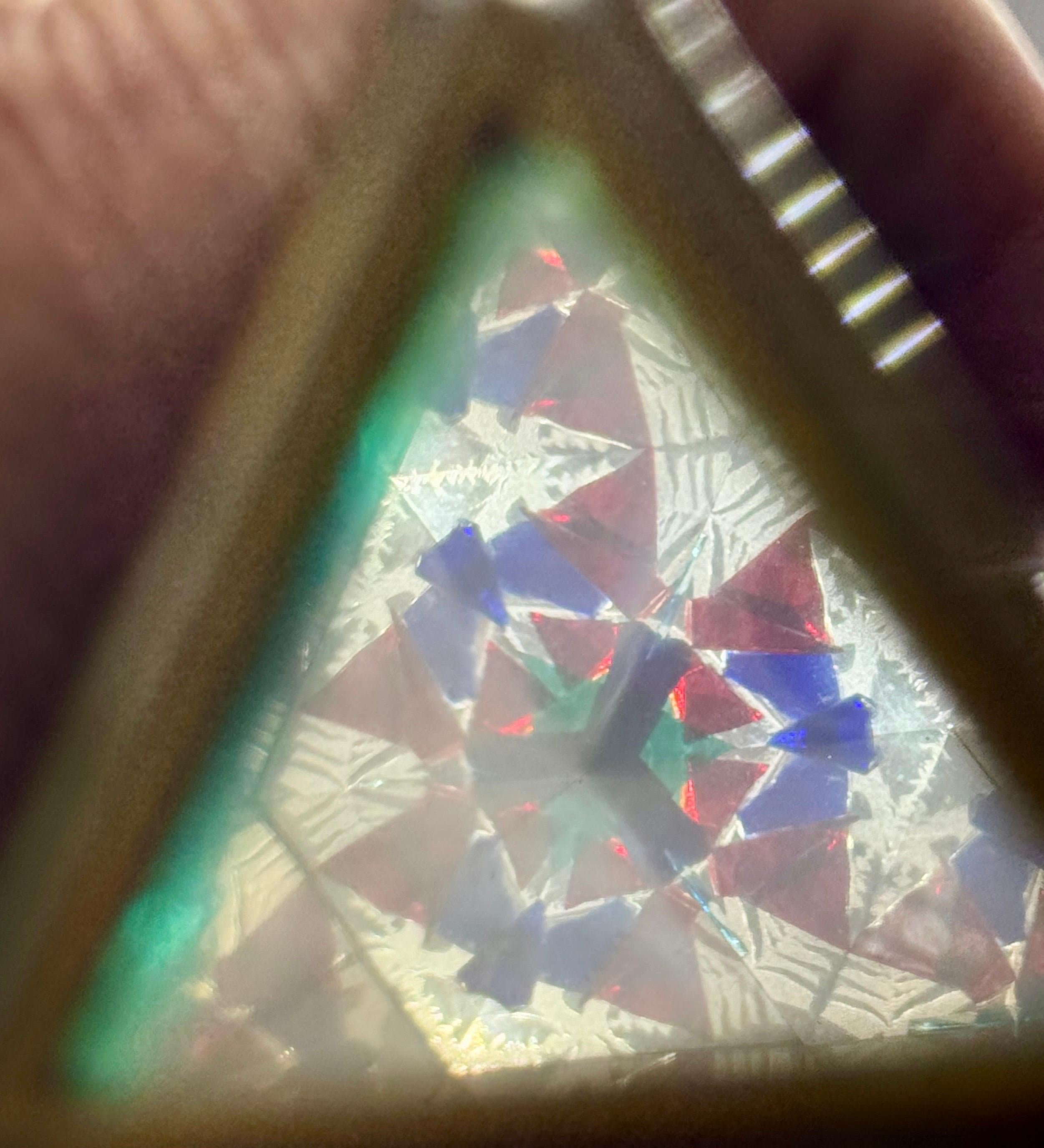 Vintage Blue Art Glass and Brass Kaleidoscope For Sale 4