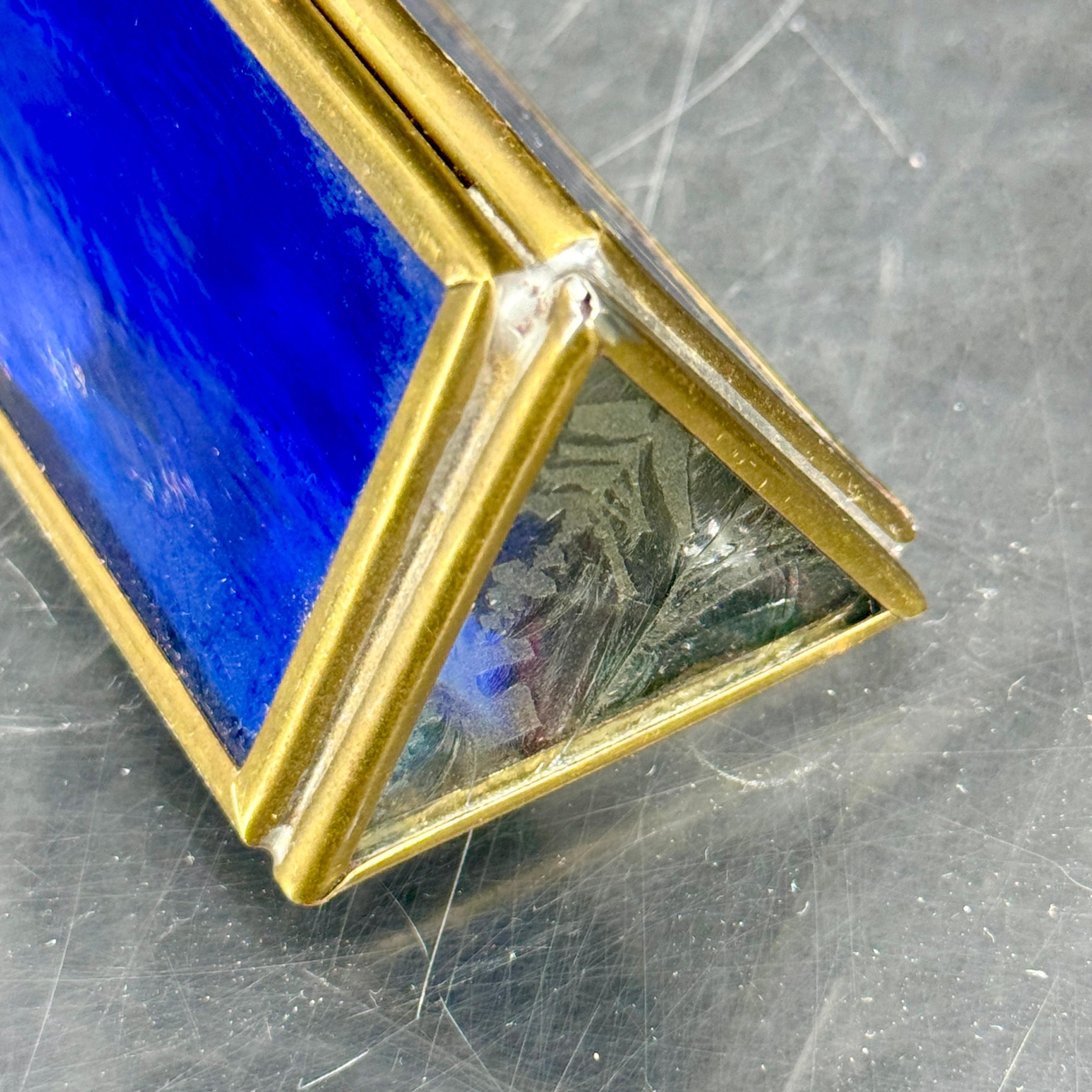 Vintage Blue Art Glass and Brass Kaleidoscope For Sale 7