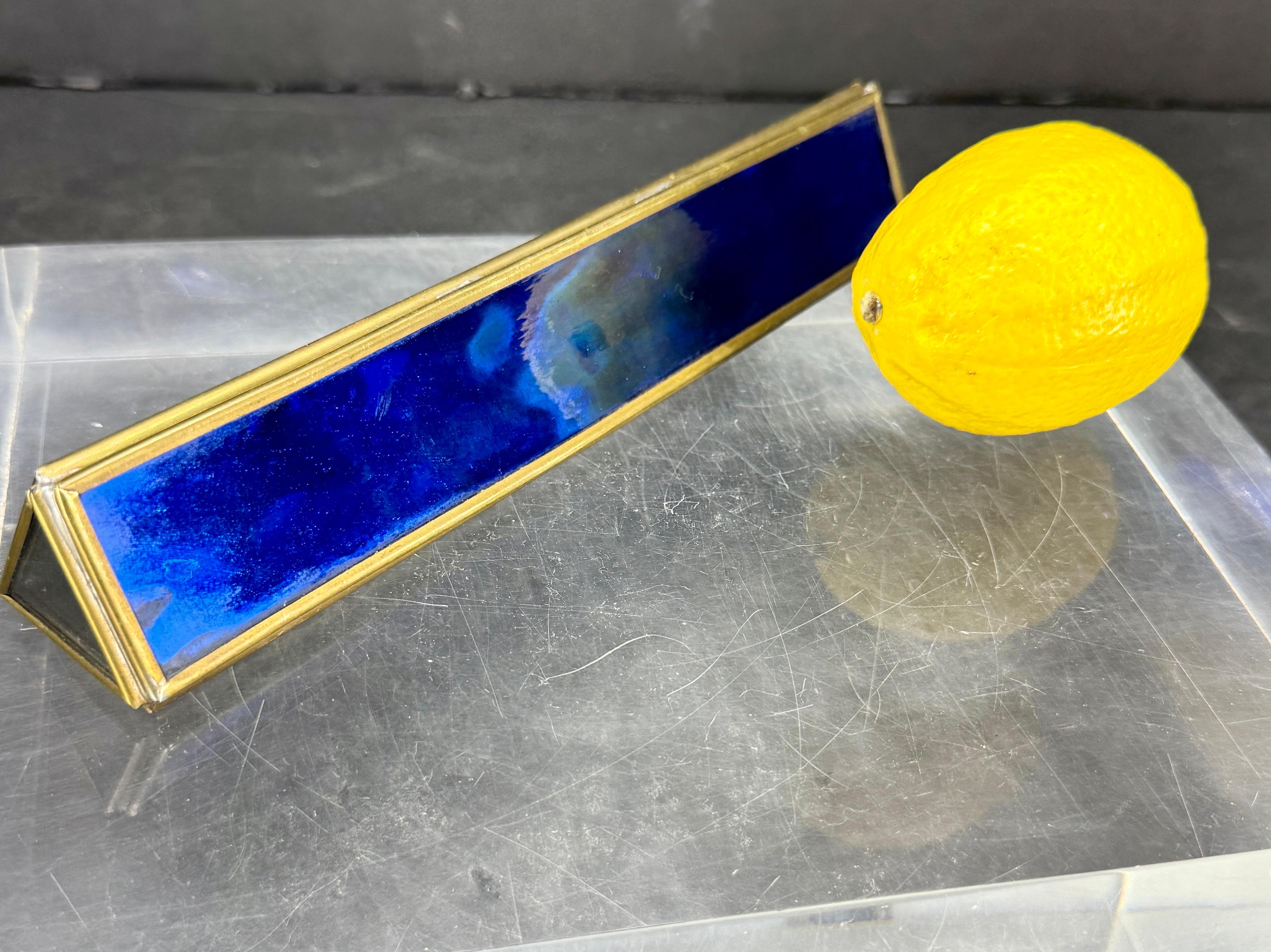 Vintage Blue Art Glass and Brass Kaleidoscope For Sale 8