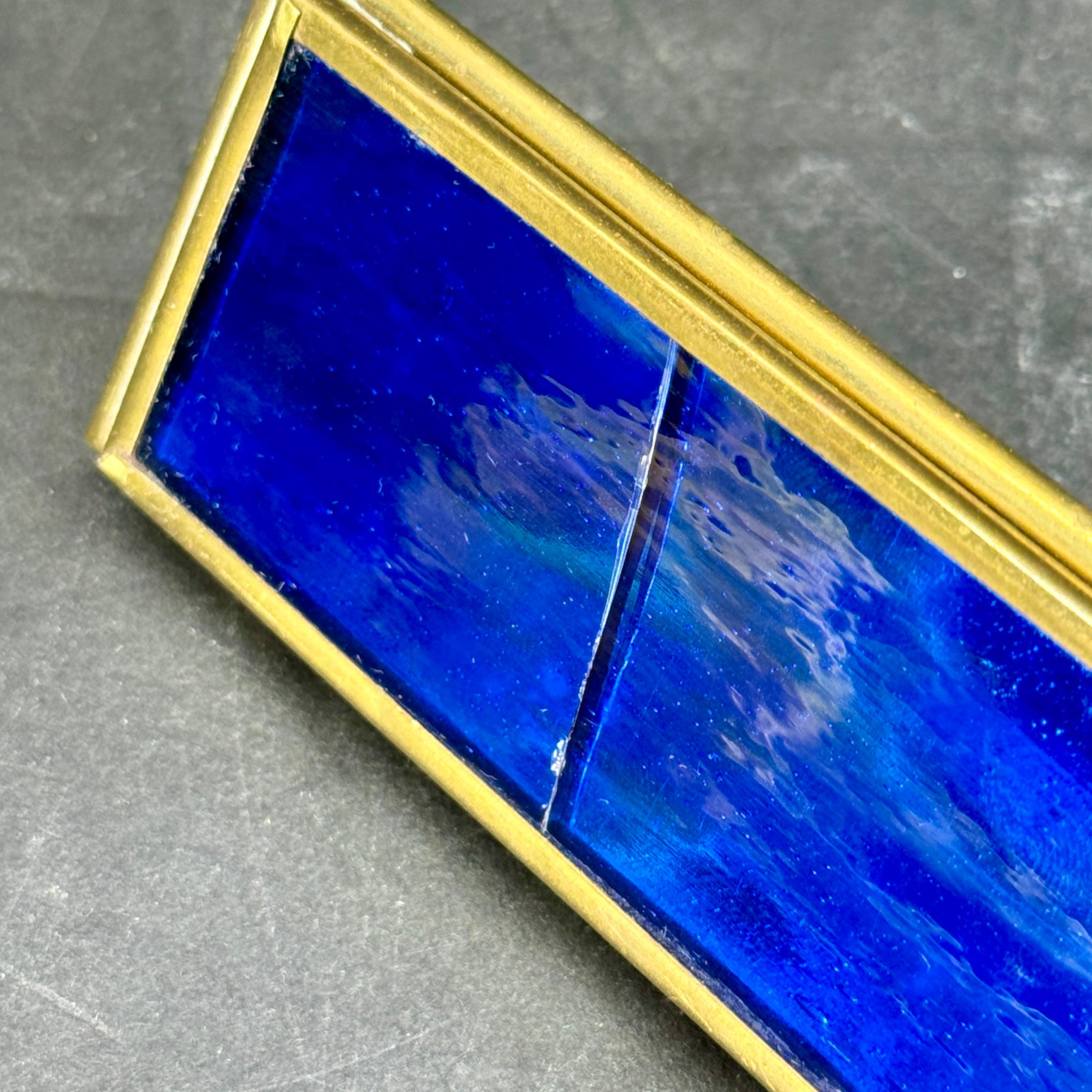 Vintage Blue Art Glass and Brass Kaleidoscope For Sale 9