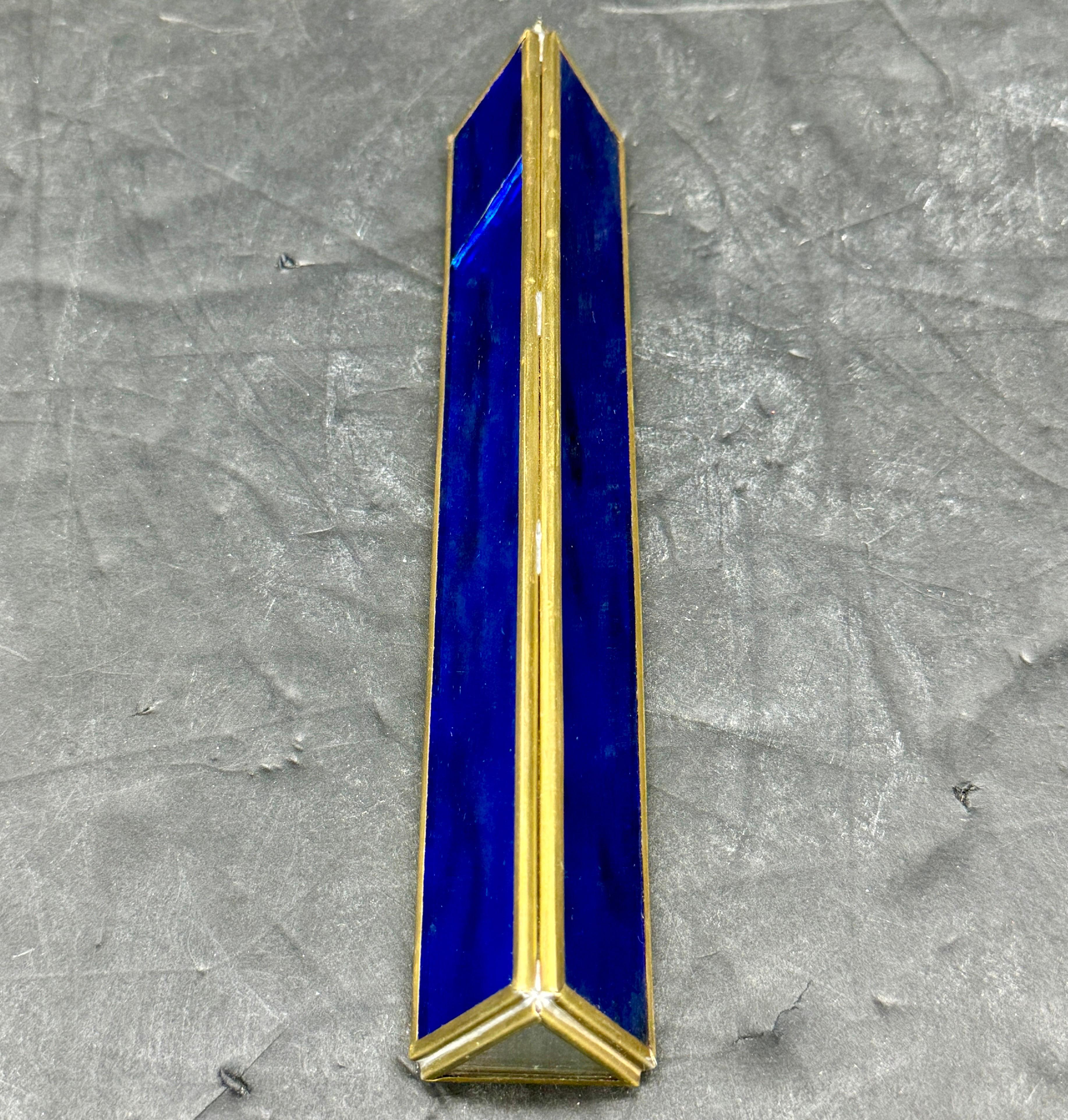 American Vintage Blue Art Glass and Brass Kaleidoscope For Sale