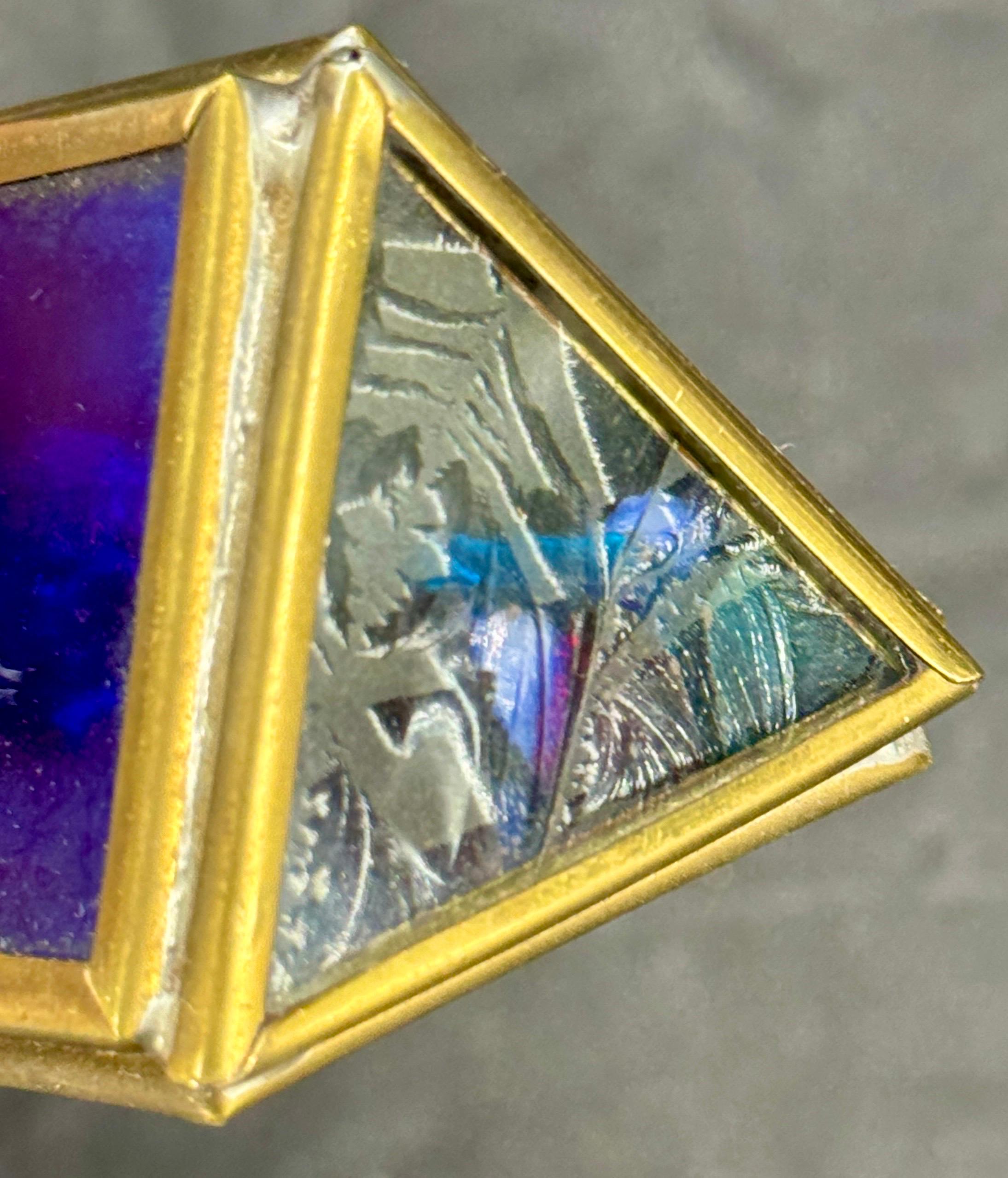 Vintage Blue Art Glass and Brass Kaleidoscope In Good Condition For Sale In Haddonfield, NJ