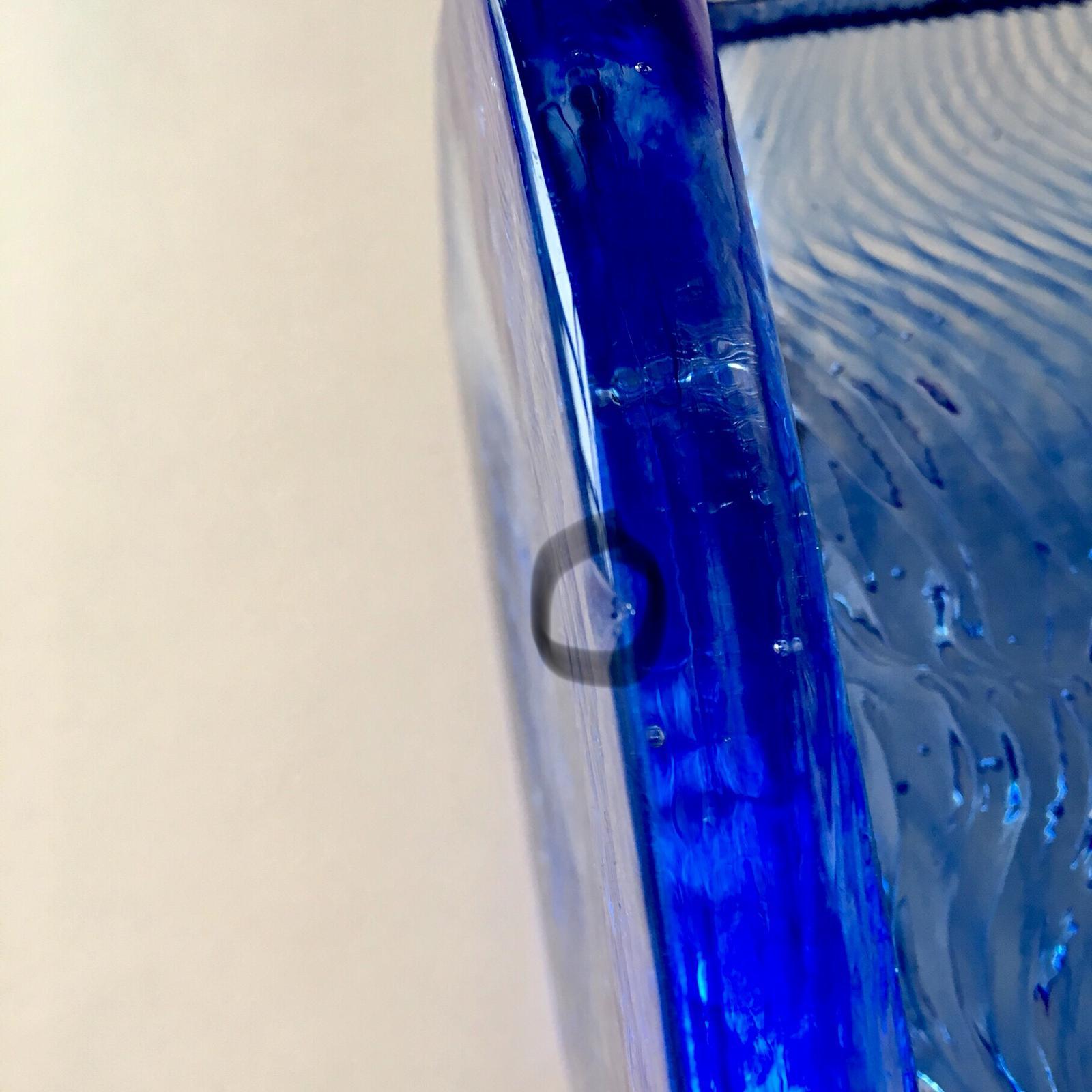 Vintage Blue Art Glass Candleholder 