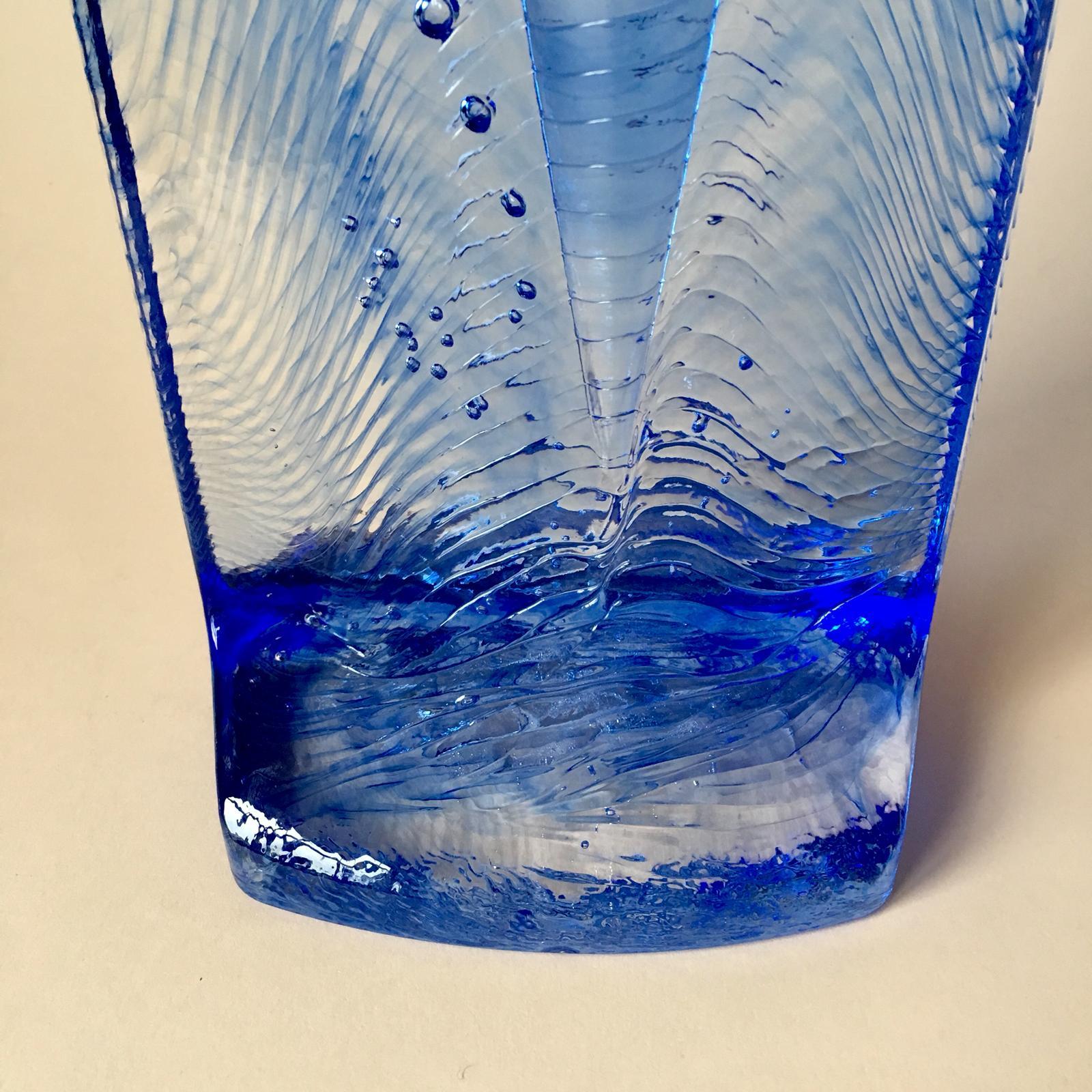 Vintage Blue Art Glass Candleholder 