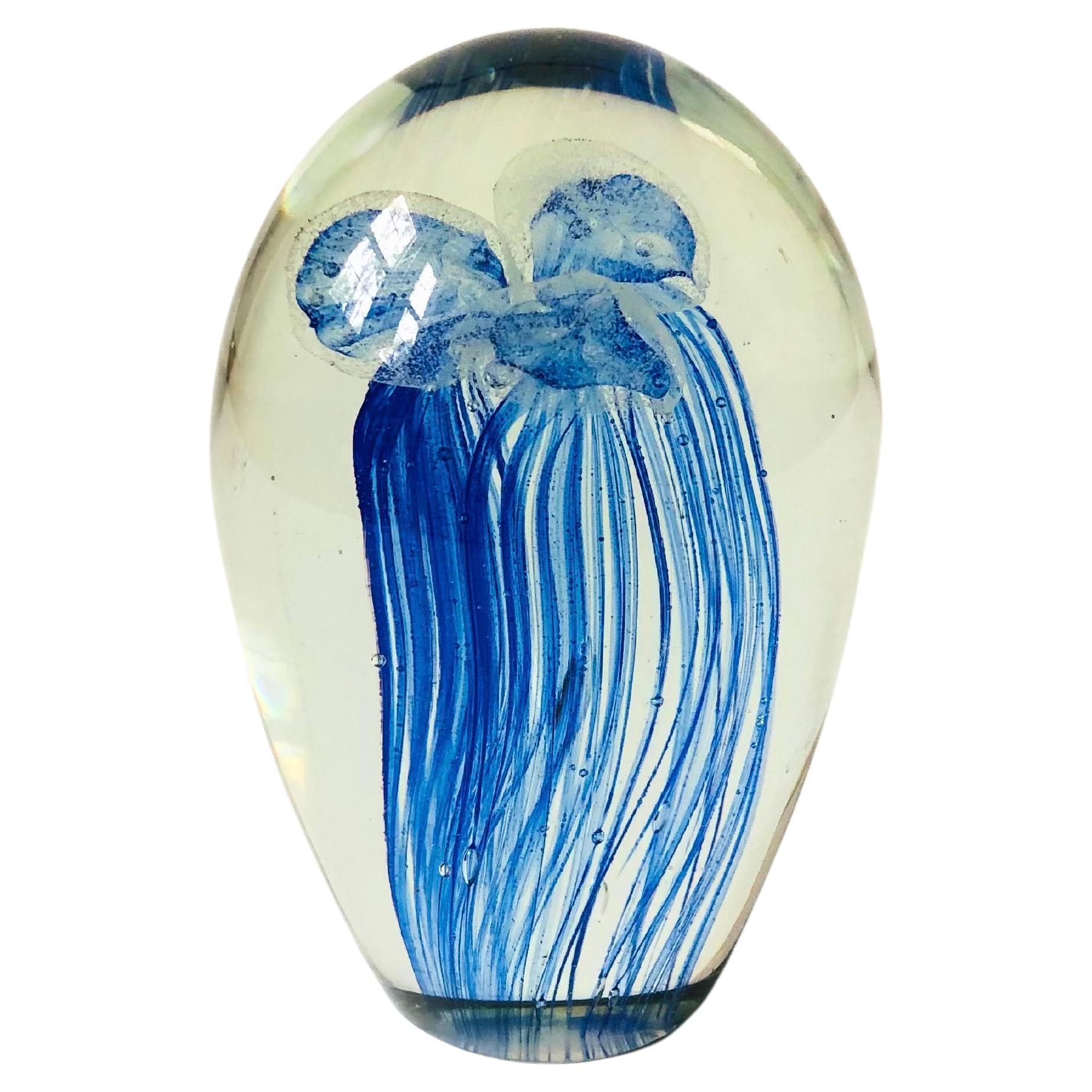 Vintage Blue Art Glass Jellyfish