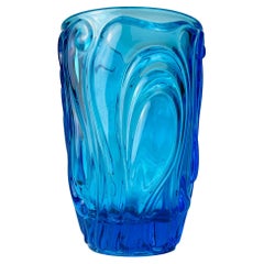 Vase d'art bleu vintage, Italie, années 1970