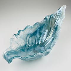 Vintage blue art glass vase, Italy 1990s