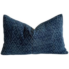 Vintage Blue Batik Lumbar Pillow
