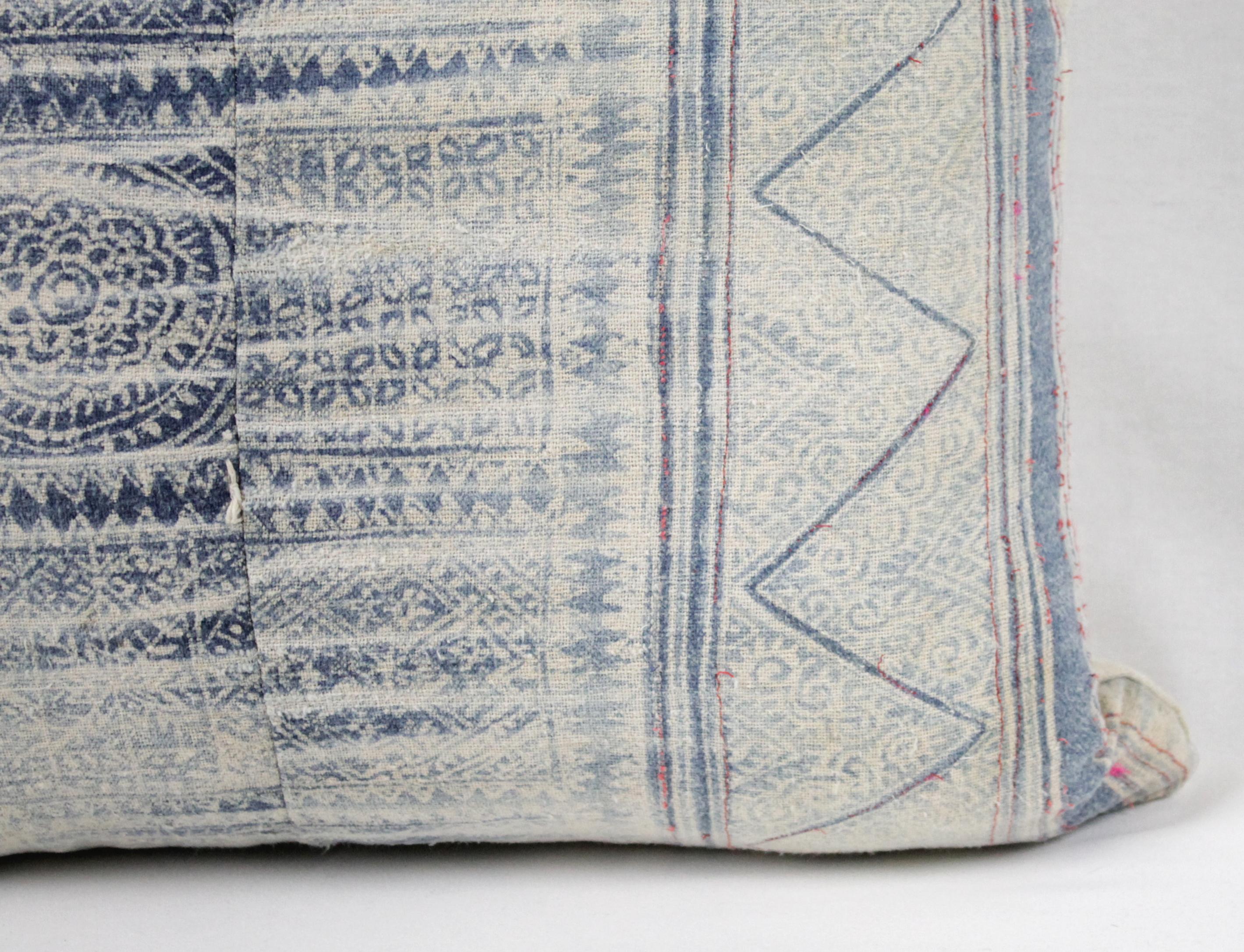 Cotton Vintage Blue Batik Style Pillow
