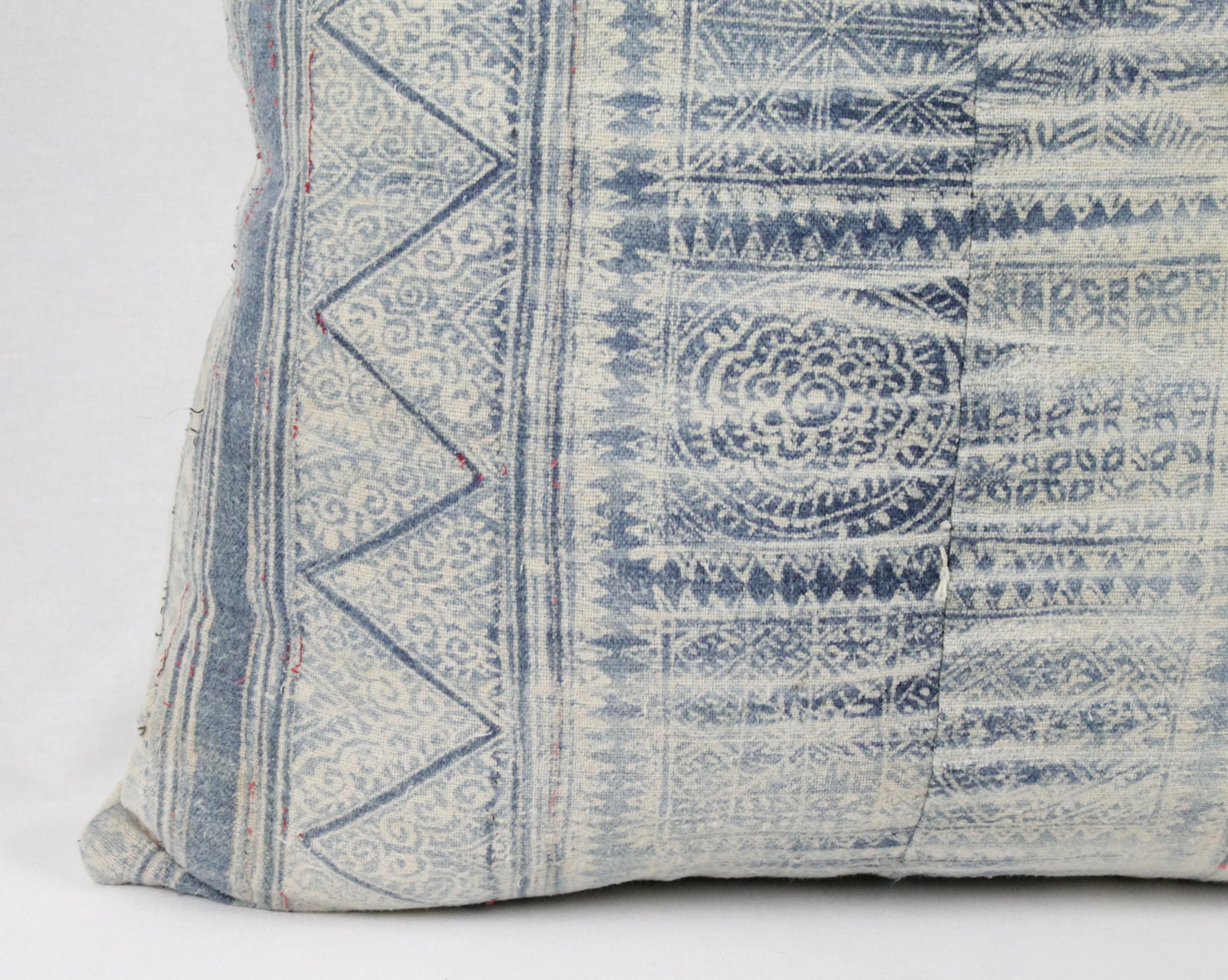 Vintage Blue Batik Style Pillow 1