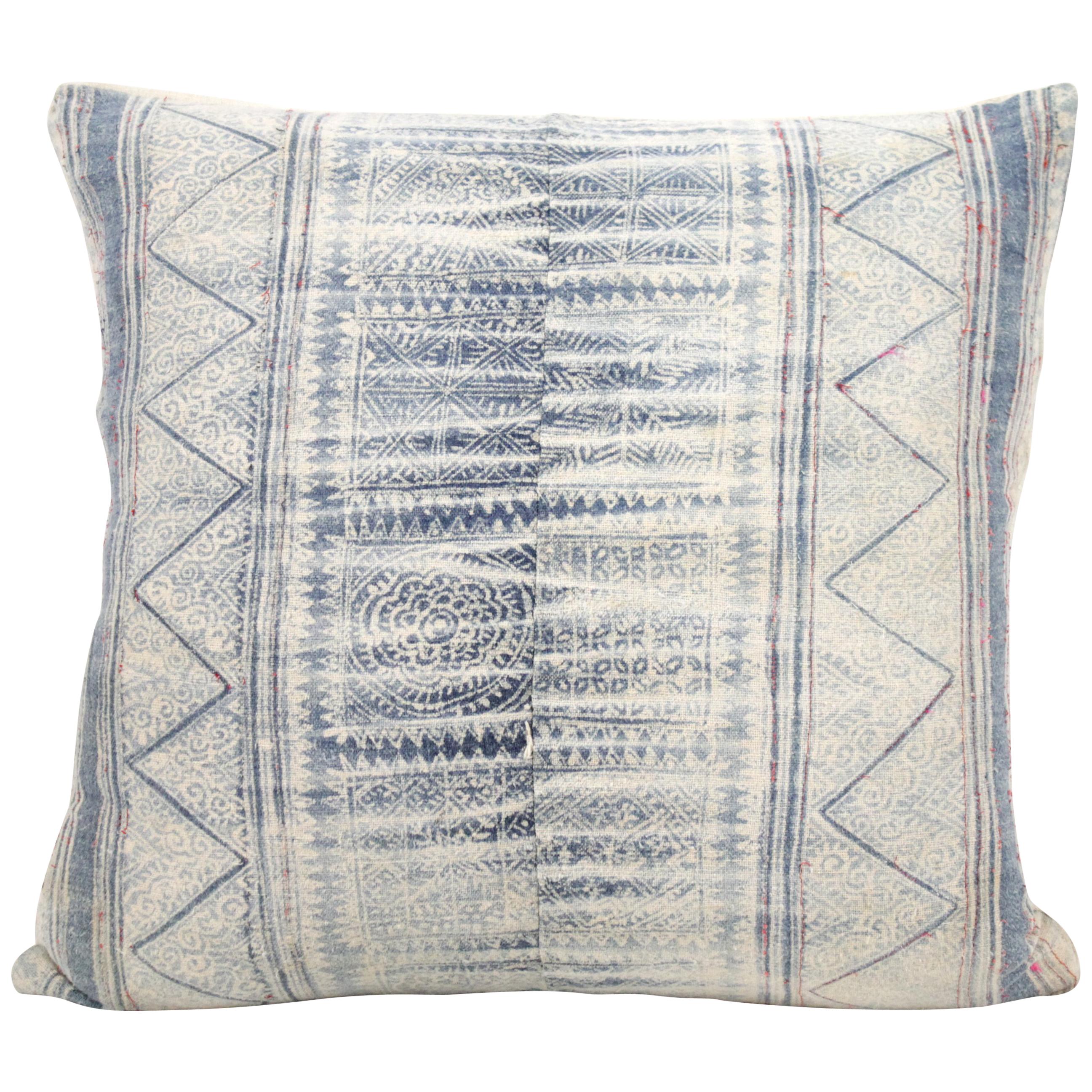 Vintage Blue Batik Style Pillow