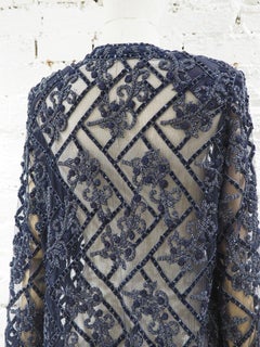 Vintage blue  beads see through jacket