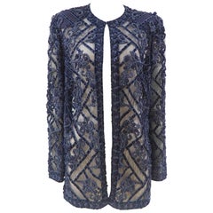 Vintage blue  beads see through jacket