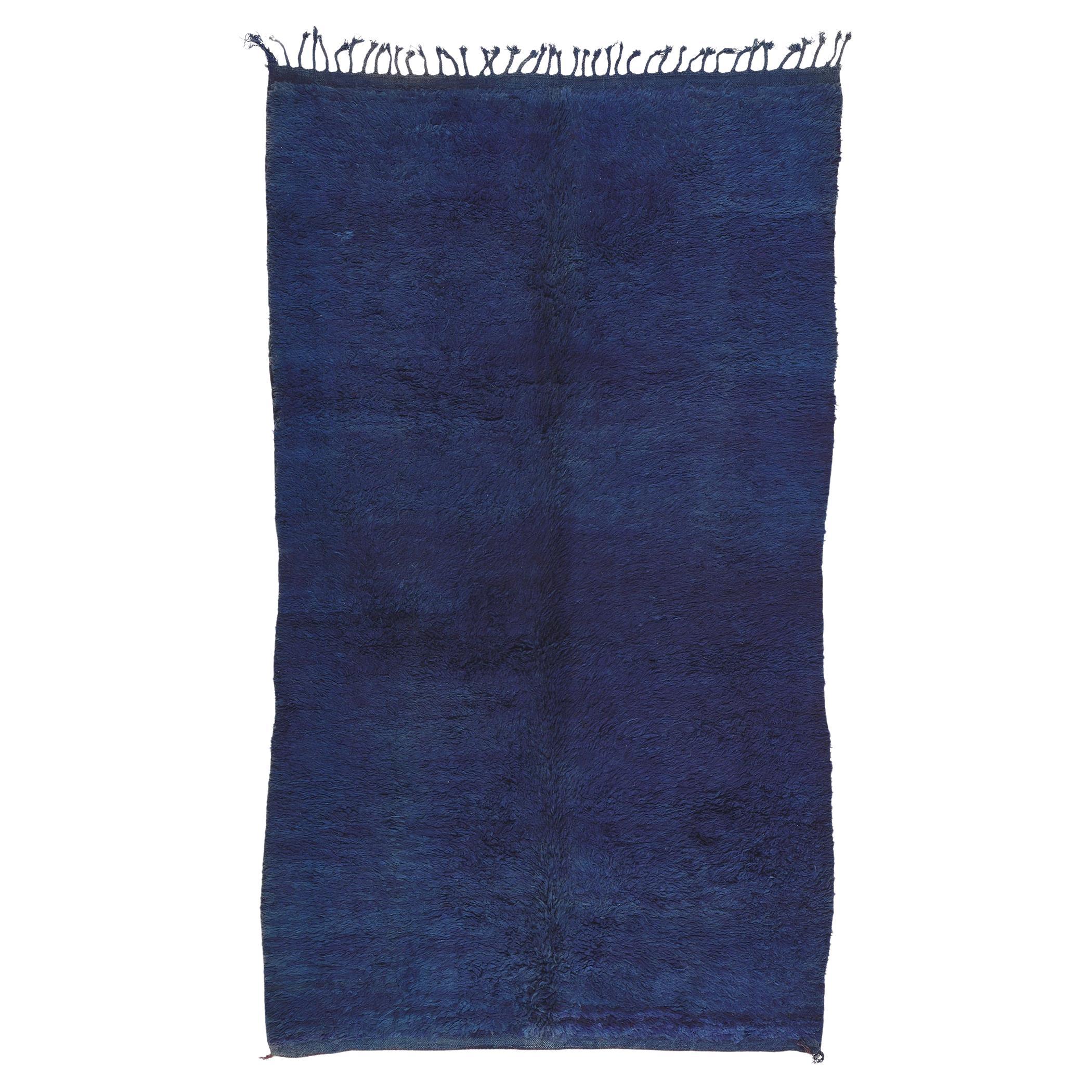 Tapis marocain bleu vintage Beni MGuild, Boho moderne rencontre Marrakech Paradise