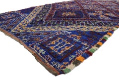 Vintage Blue Beni M'guild Moroccan Rug, Modern Style Meets Nomadic Charm