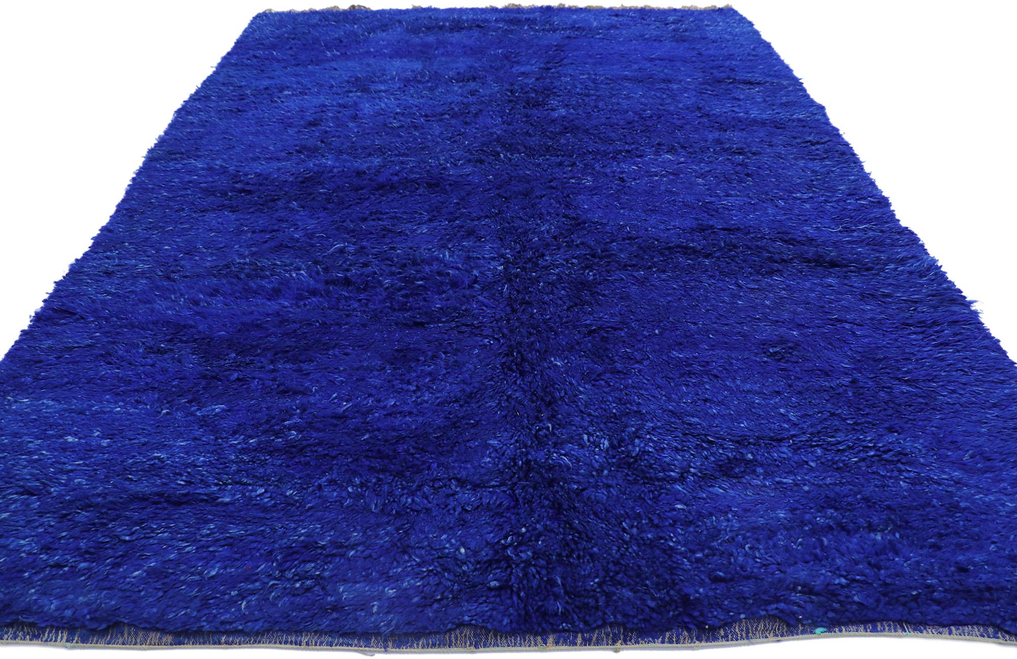 Hand-Knotted Vintage Blue Beni MGuild Moroccan Rug, Bohemian Paradise Meets Cozy Nomad For Sale