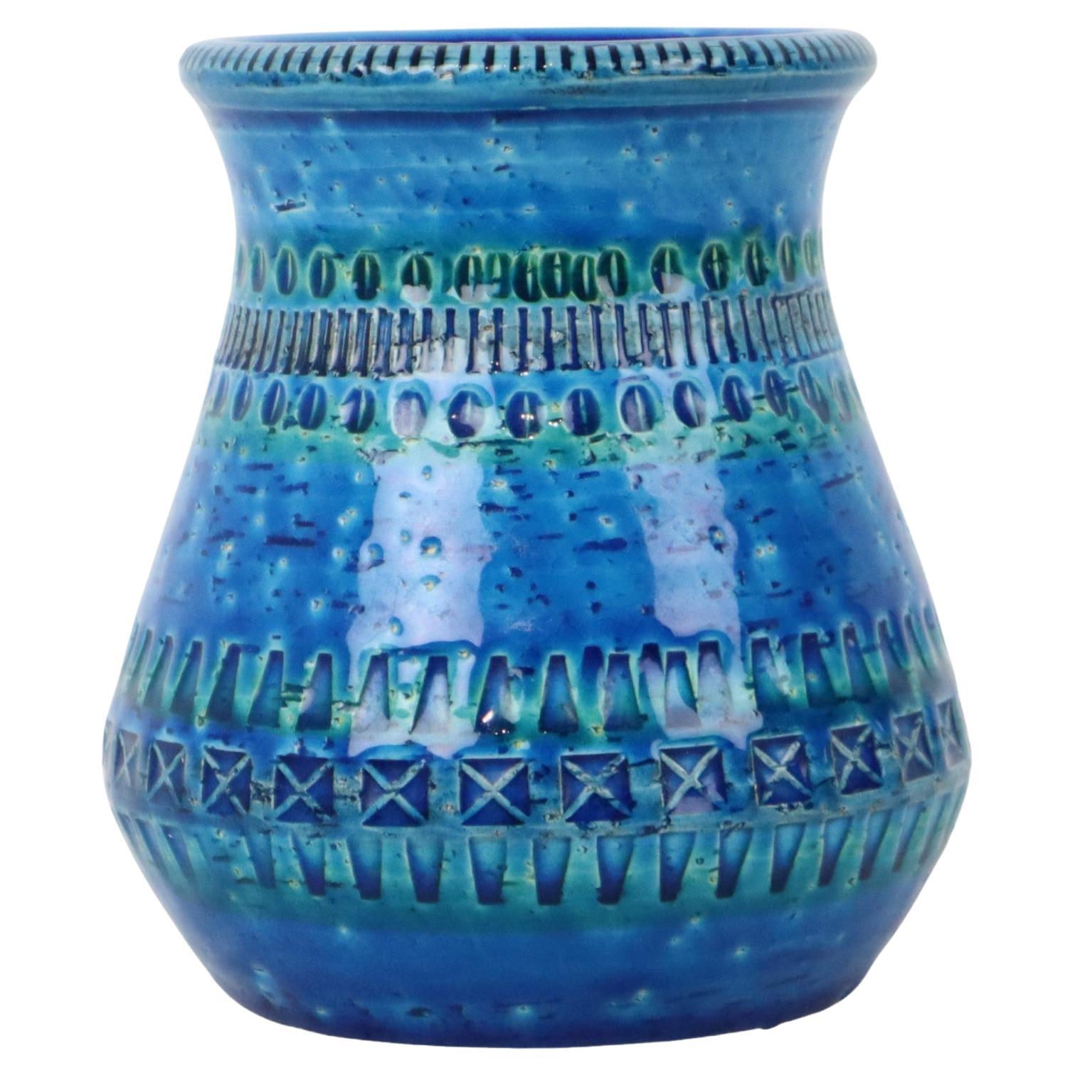 Jarrón Bitossi Vintage Azul Rimini Azul Aldo Londi Diseño Años Sesenta
