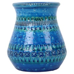 Vintage Blue Bitossi Vase Rimini Blue Aldo Londi Design Sixties