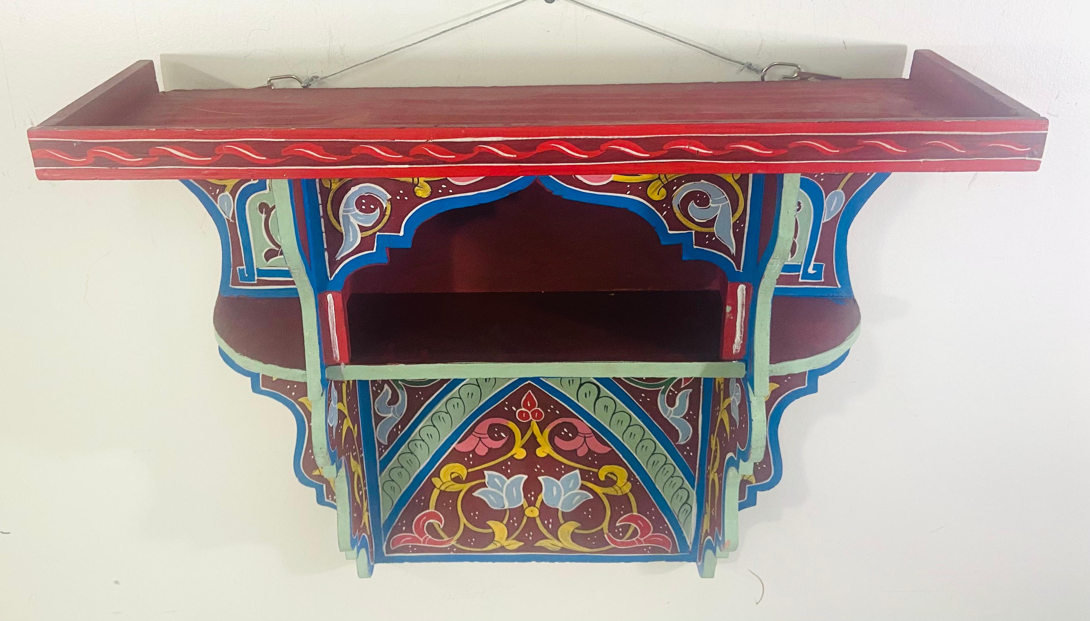 Vintage Blue Boho Chic Moroccan Spice Shelf or Rack , a Pair For Sale 5
