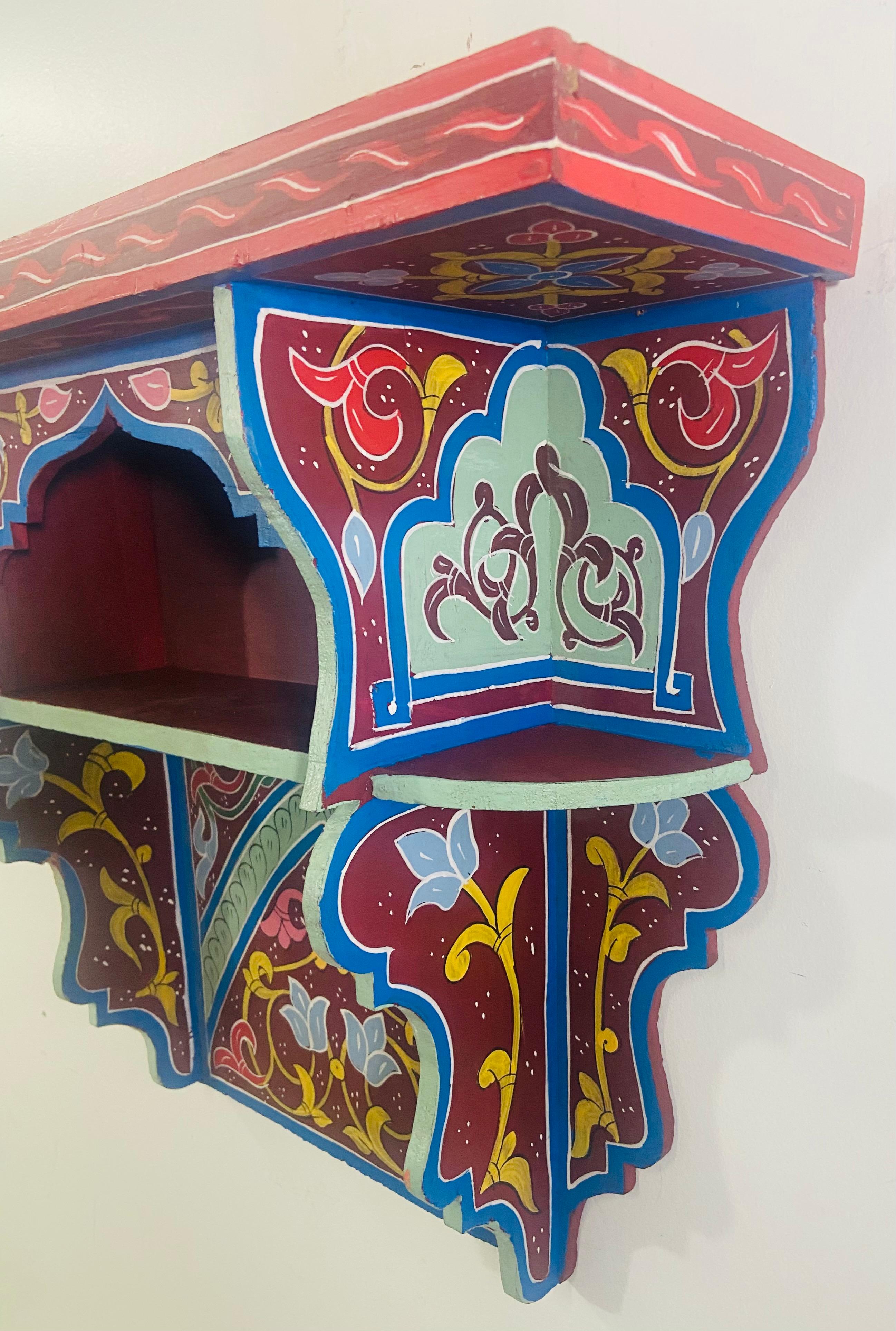 Vintage Blue Boho Chic Moroccan Spice Shelf or Rack , a Pair For Sale 1