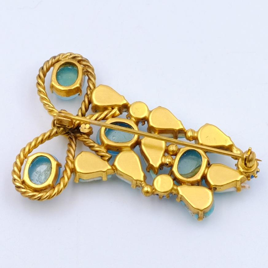 Vintage Blue Bow Brooch 1950s In Excellent Condition In Austin, TX
