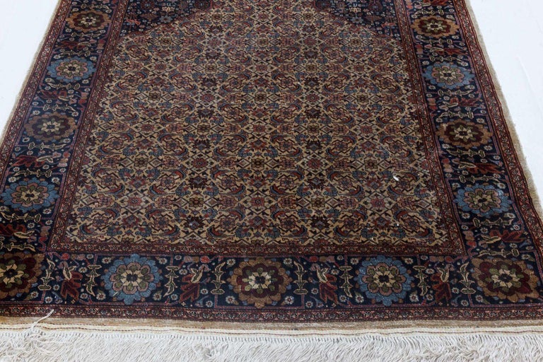 Vintage Blue, Brown, Red, and White Silk Rug by Doris Leslie Blau In Good Condition For Sale In New York, NY