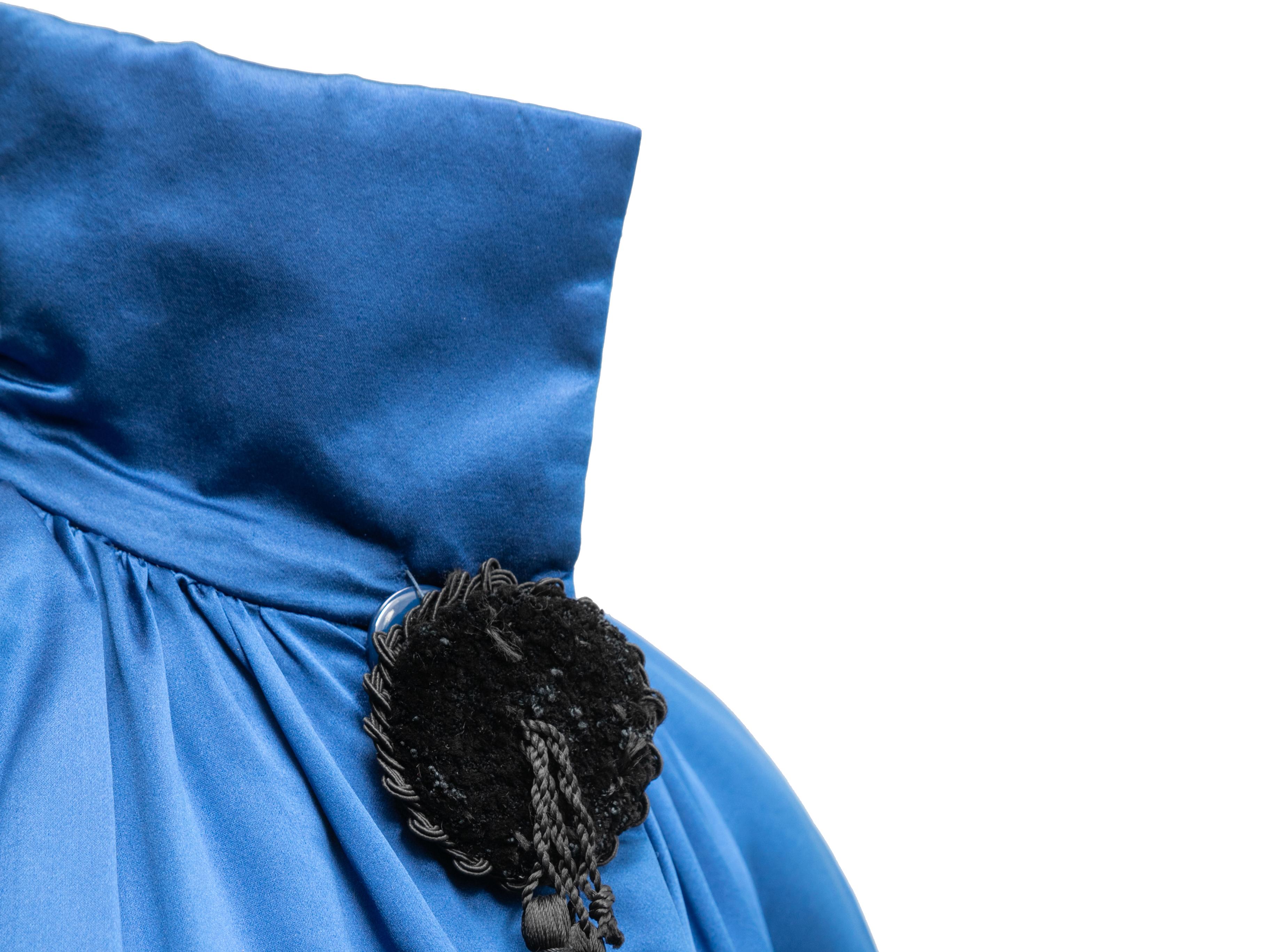 Women's or Men's Vintage Blue & Brown Valentino Boutique Silk & Faux Fur Coat Size US 10