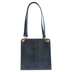 Vintage Blue Celine Lizard Skin Handbag
