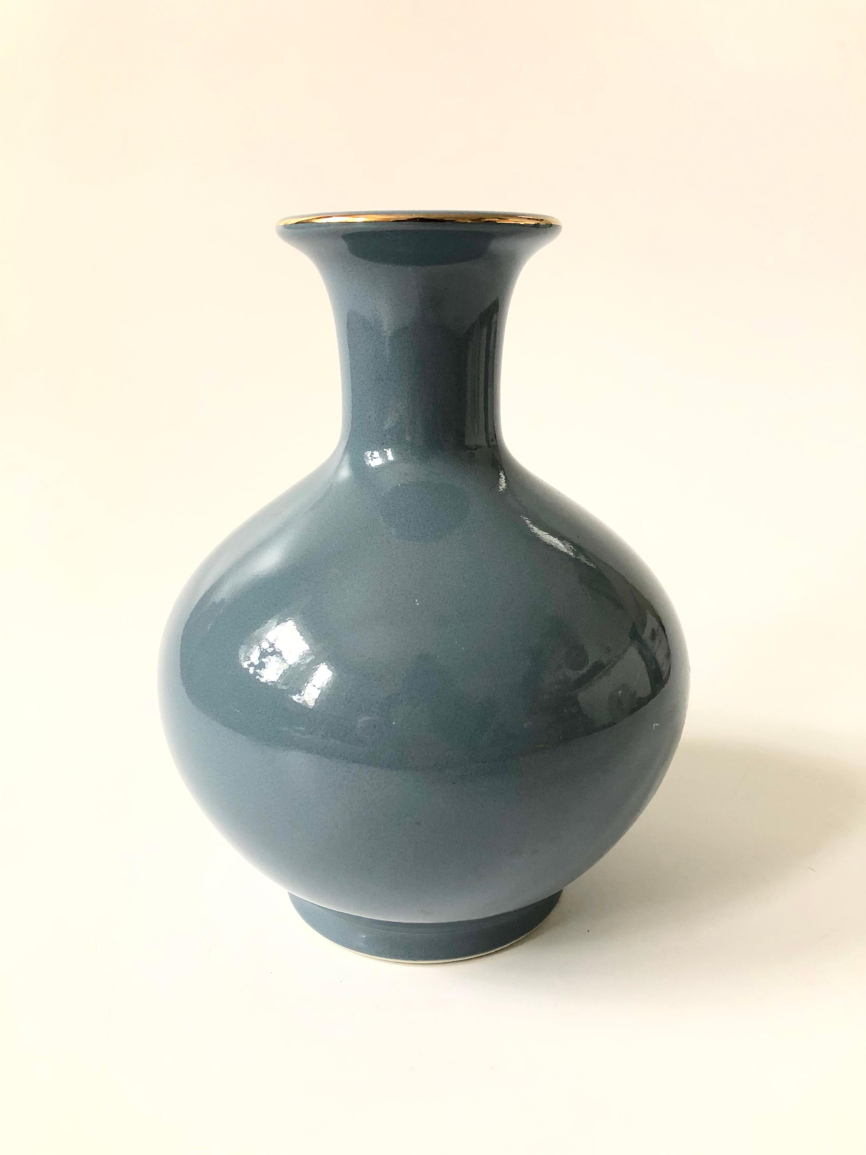 20th Century Vintage Blue Ceramic Botanic Vase