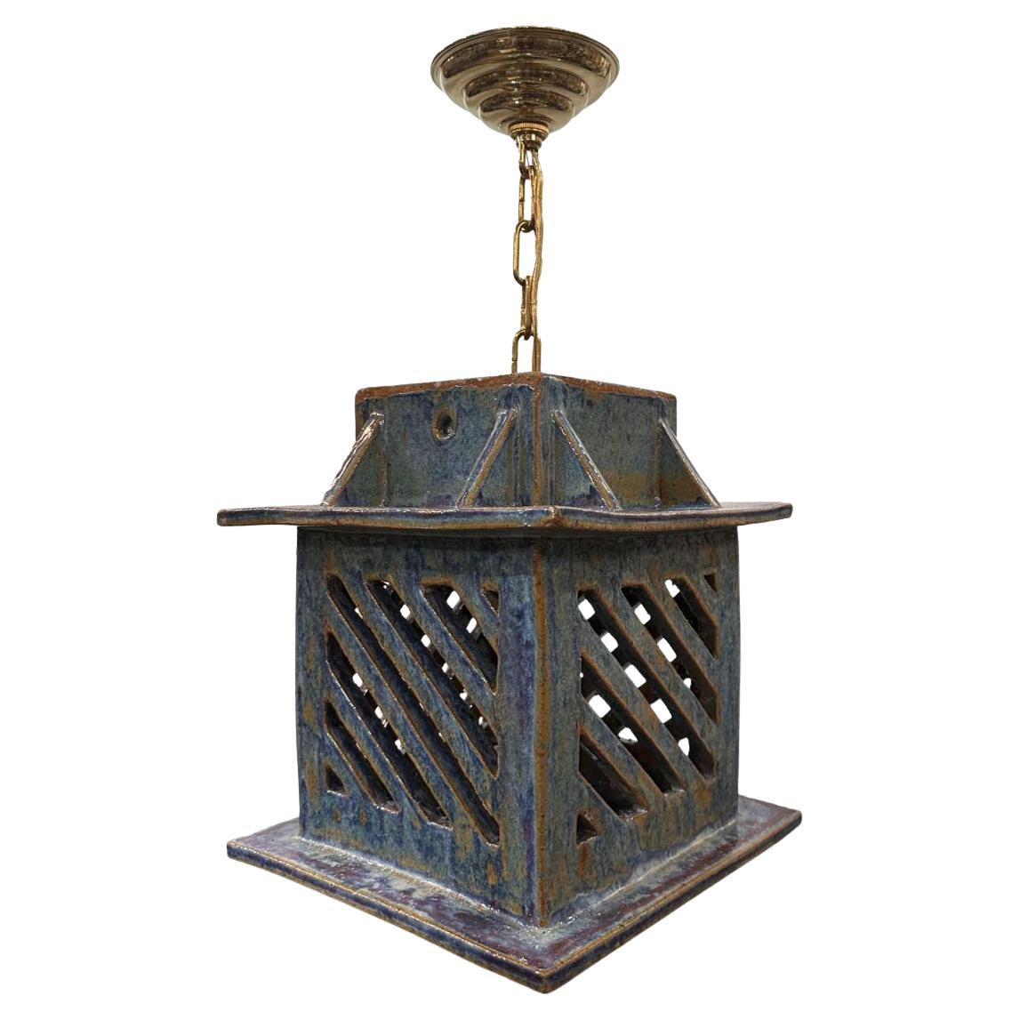 Lanterna in ceramica blu vintage in vendita
