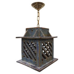 Farol de cerámica azul vintage