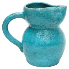 Retro Blue Ceramic Milk Pitcher, France, 1960s