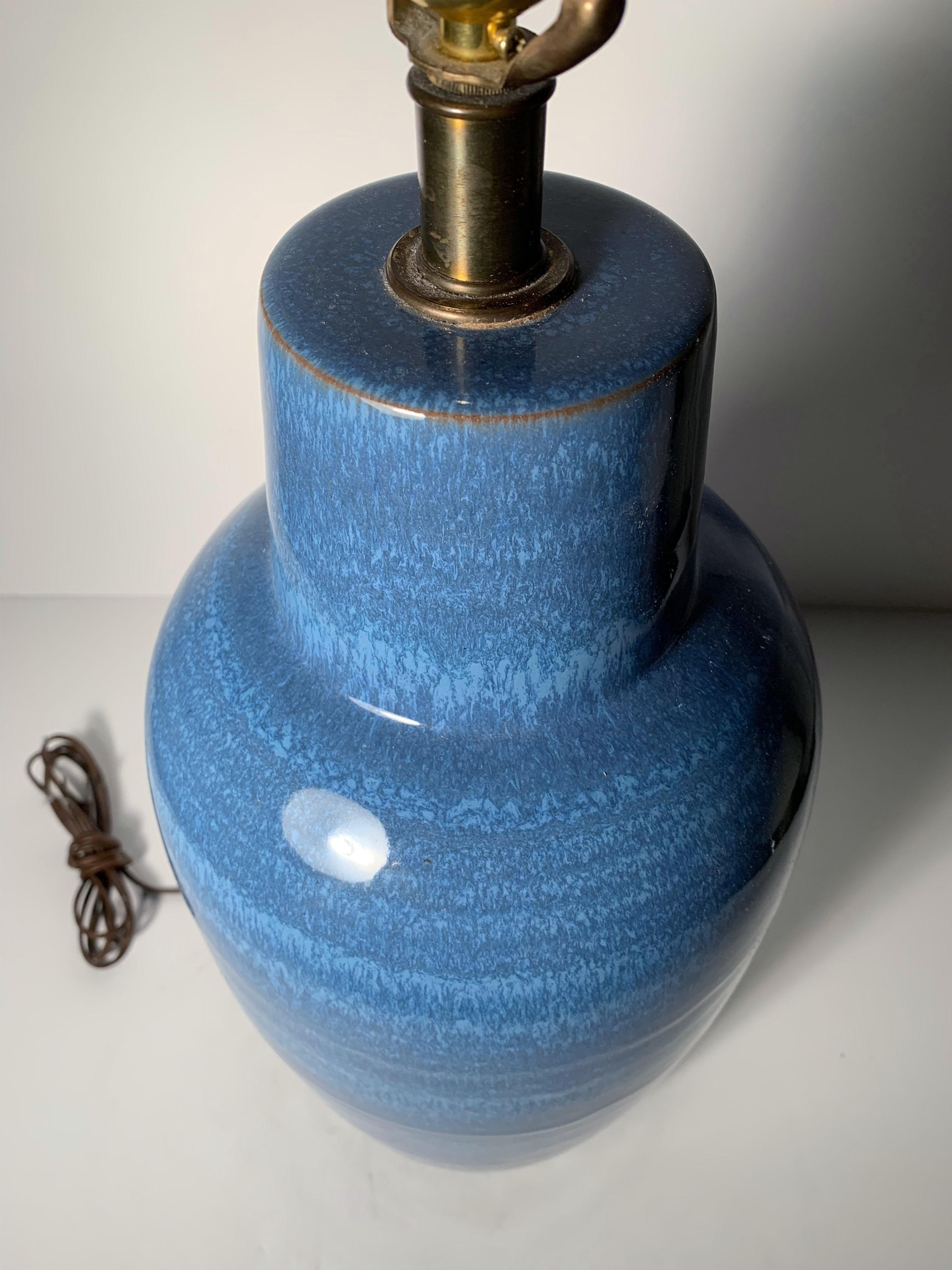 20ième siècle Lampe de table vintage en céramique bleue de Lee Rosen pour Design Technics en vente