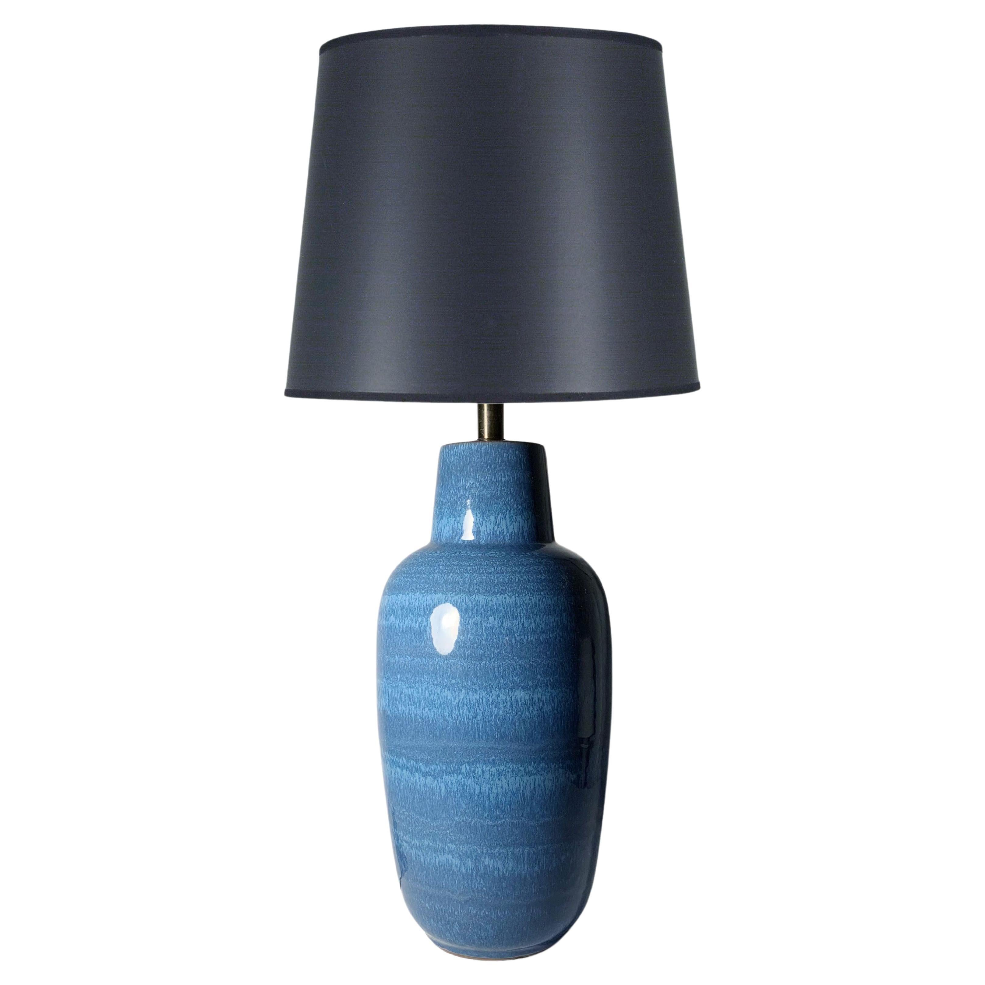 Blaue Vintage-Tischlampe aus Keramik von Lee Rosen für Design Technics im Angebot