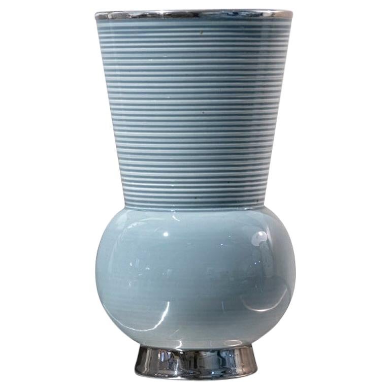 Vintage Blue Ceramic Vase by Richard Ginori, Italy, Mid-20th Century