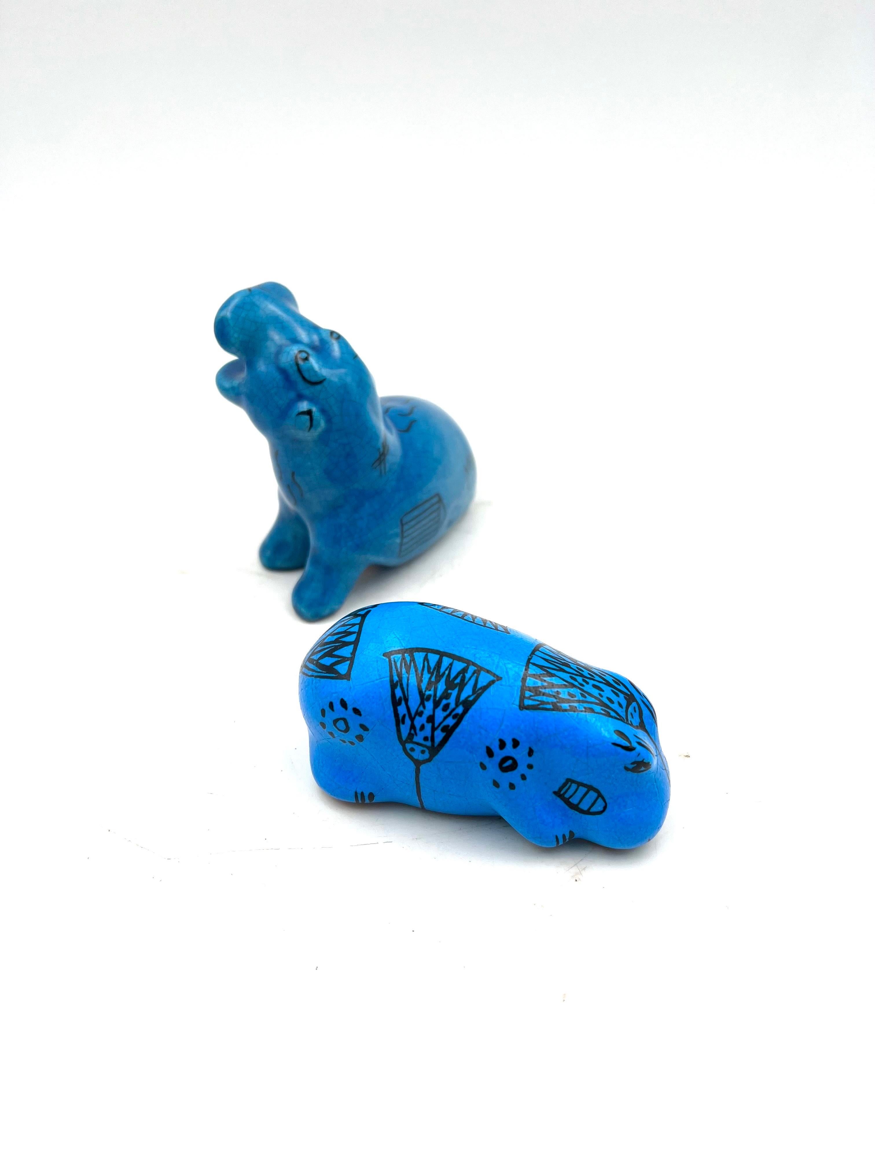 blue hippo statue
