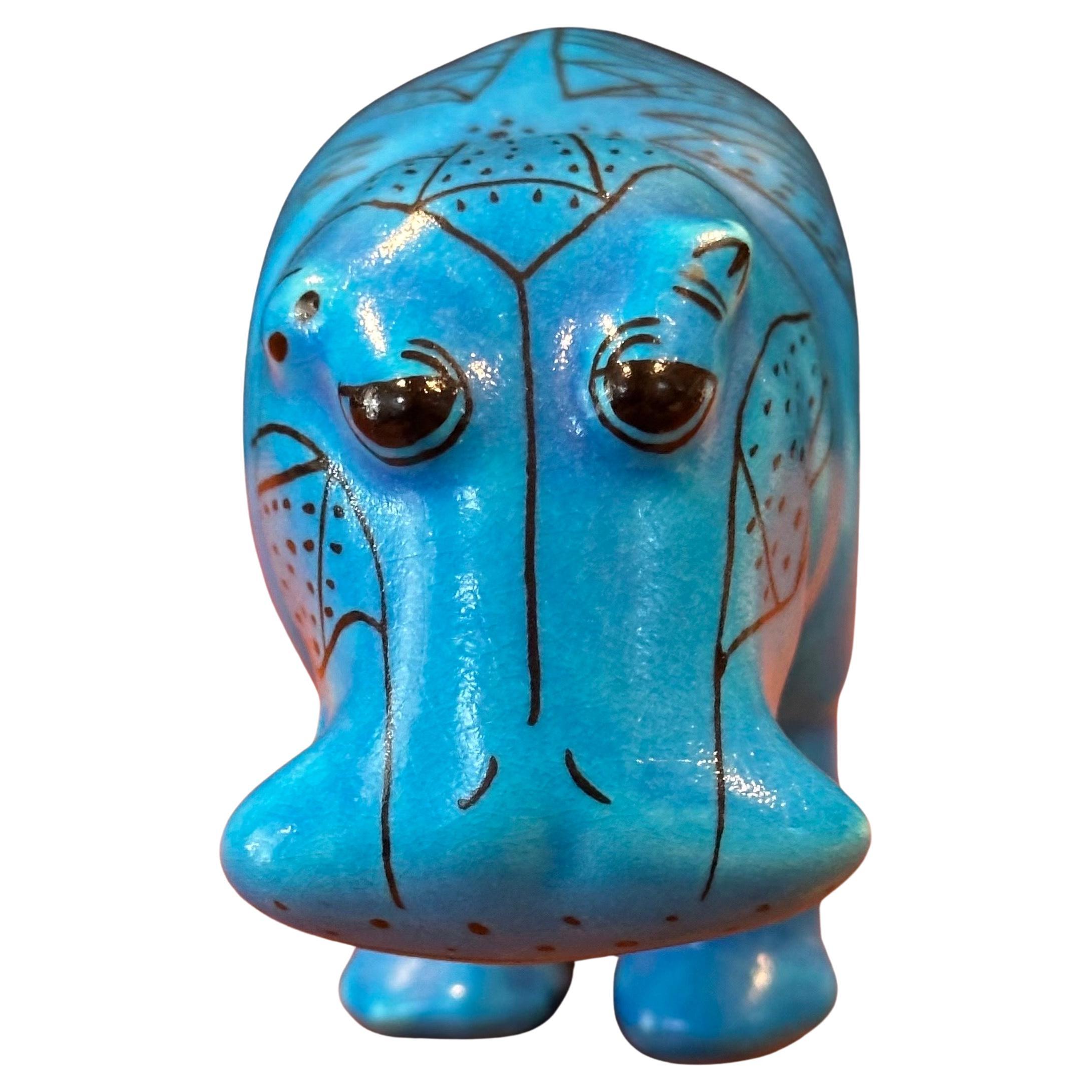 Mid-Century moderno Scultura vintage in ceramica blu 