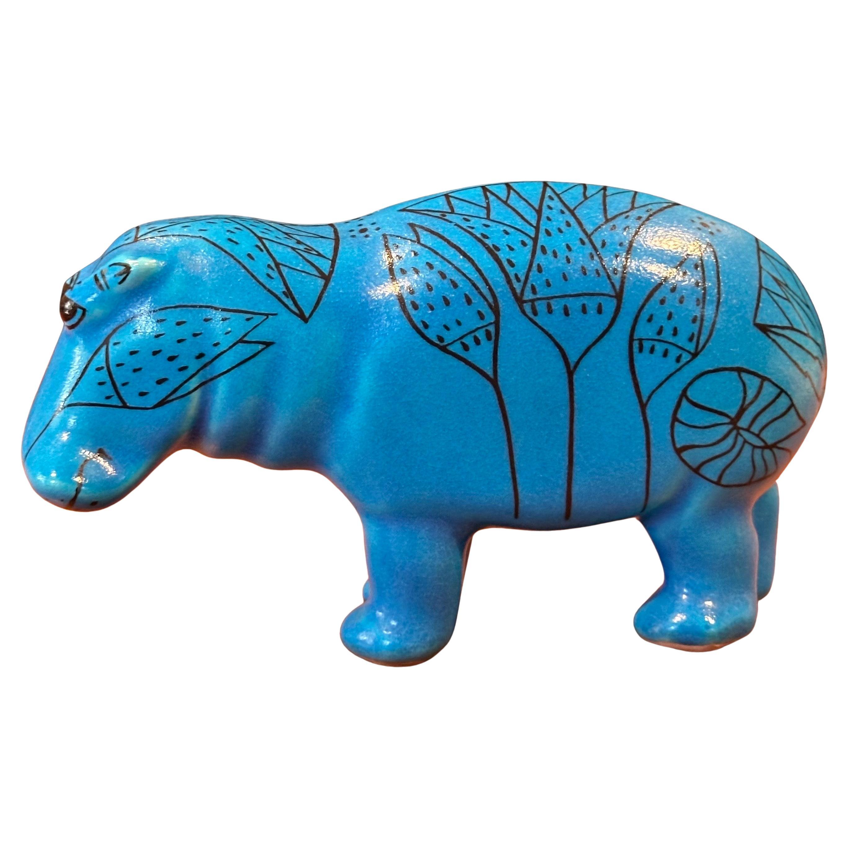 Americano Scultura vintage in ceramica blu 