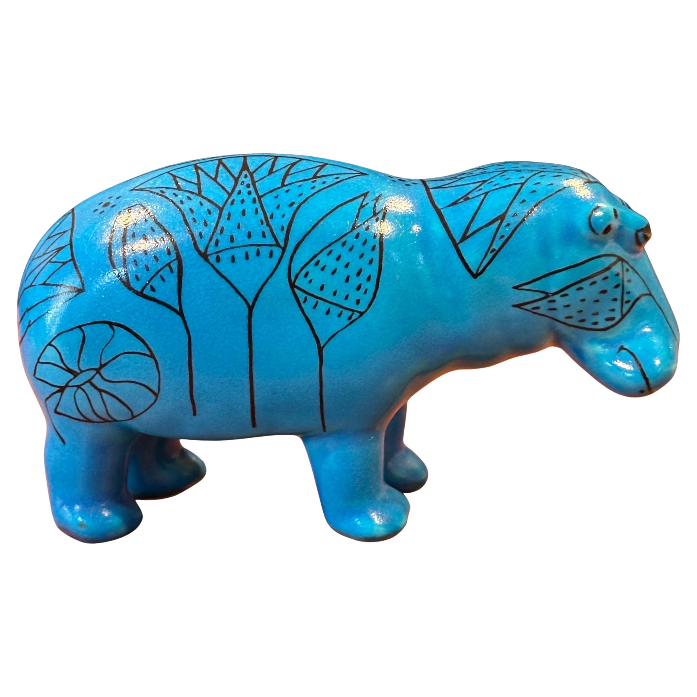 Anodizzato Scultura vintage in ceramica blu 