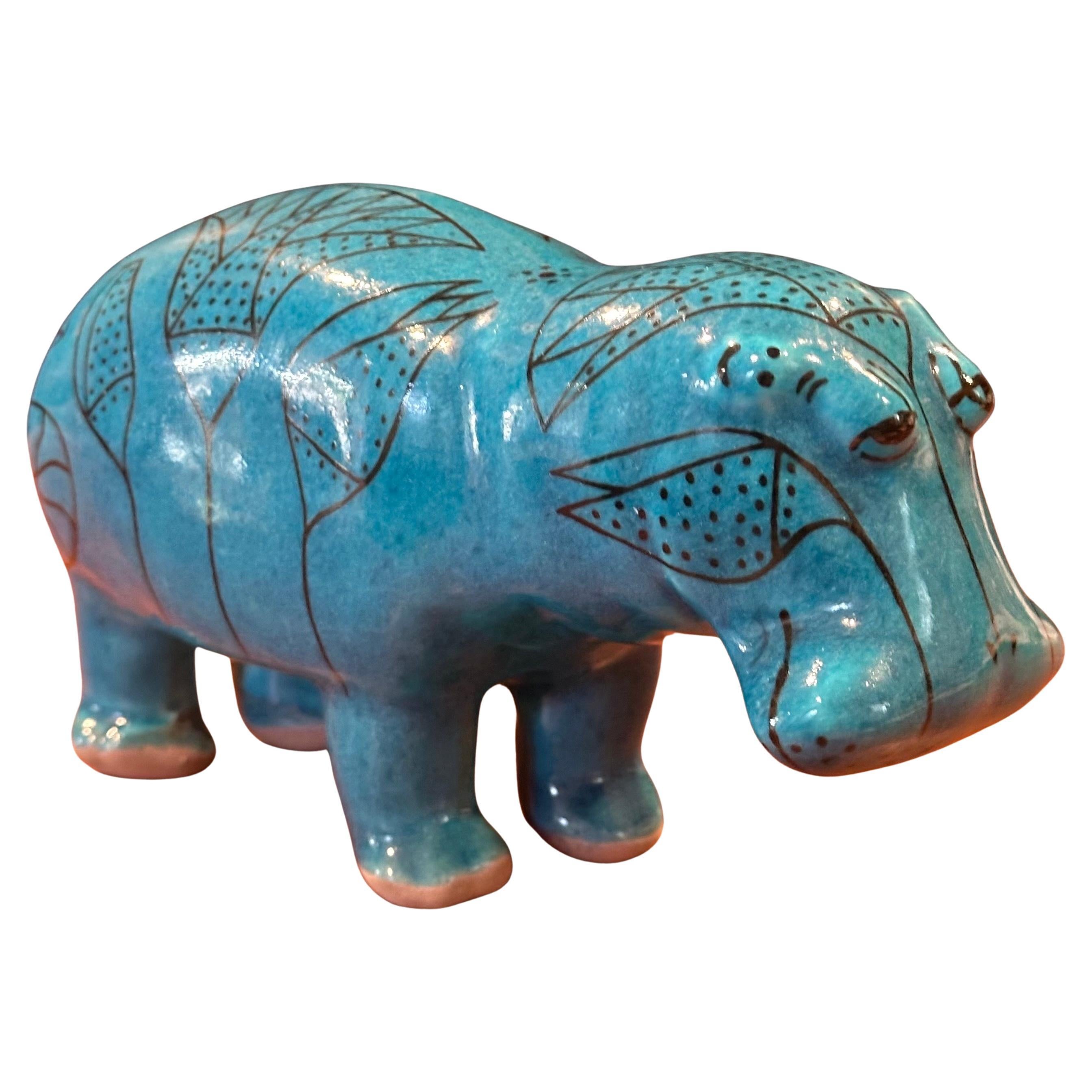 Vintage Blue Ceramic "William the Hippo" Sculpture - Metropolitan Museum of Art